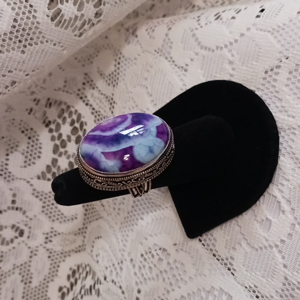 Dragons Vein Agate Ring Size 7
